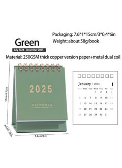 Generic Mini Desk Calendar 2025, Standing Flip Small Desk Calendar- January 2025 to July 2026 18 Monthly Desktop Calendar- Thick Paper Twin-Wire Binding for Home or Office (Green)  - Image 3