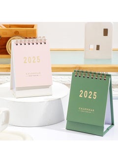 Generic Mini Desk Calendar 2025, Standing Flip Small Desk Calendar- January 2025 to July 2026 18 Monthly Desktop Calendar- Thick Paper Twin-Wire Binding for Home or Office (Green)  - Image 2