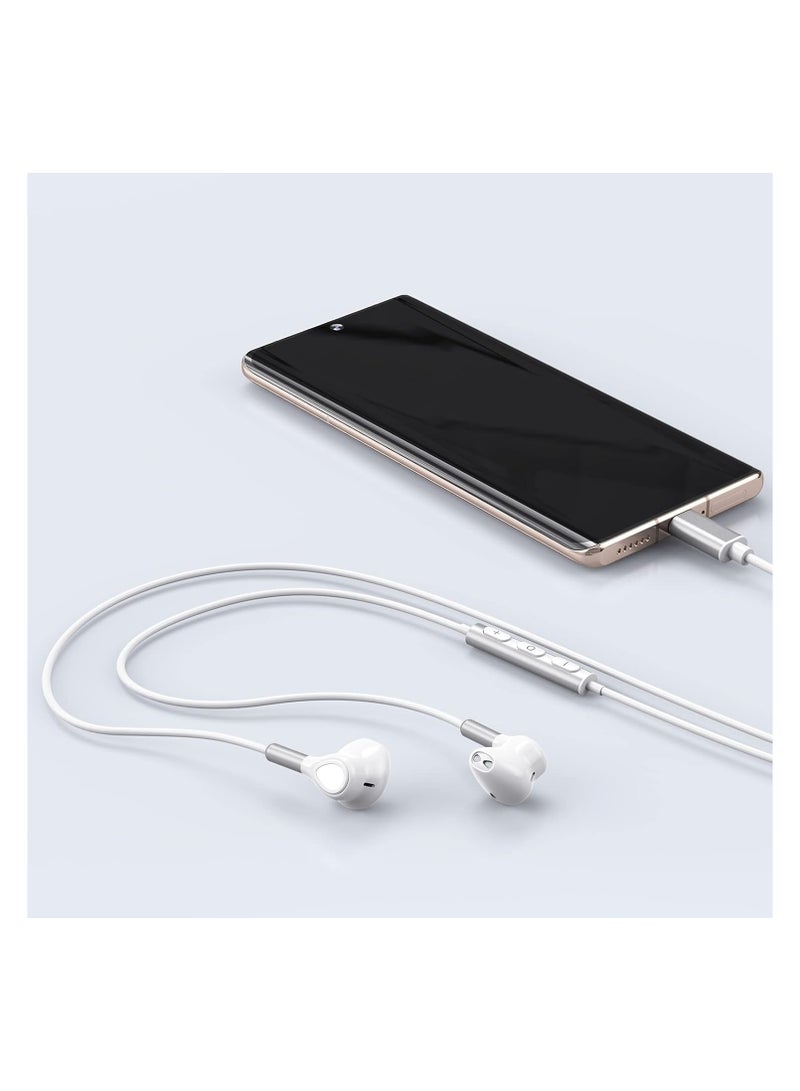 Captaintech USB C Headphones for Samsung Galaxy S23 Ultra S22 S21 FE S20, Wired In-Ear Earbuds with Mic, Compatible with Pad Pro, Pixel, OnePlus - USB Type C Earphones (White) - Image 4