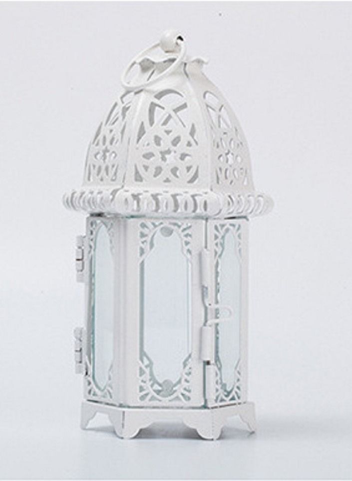 Y&D Decorative Ramadan Glass Candlestick Metal Wind Lamp
