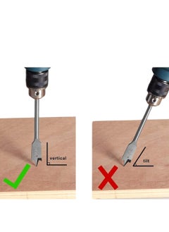 TOOLBUX TOOLBUX 6Piece Flat Wood Drill Bit Set 1232mm Stainless Steel Hex Shank Spade Drill Bits for Woodworking Trepanning and Hole Cutting  - Image 4