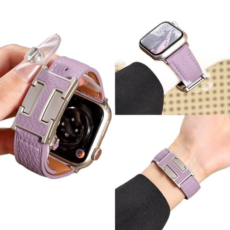 سوار ساعة ذكية سوار جلدي كلاسيكي متوافق باللون أبيض قابل للتعديل مع Apple Watch 38/40/41/42/44/45/49mm بملاءمة قابلة للتعديل وحزام بديل - Image 4