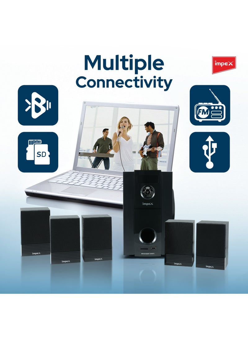 Impex 5.1Ch Multimedia Speaker System HT 5107 Black - Image 5