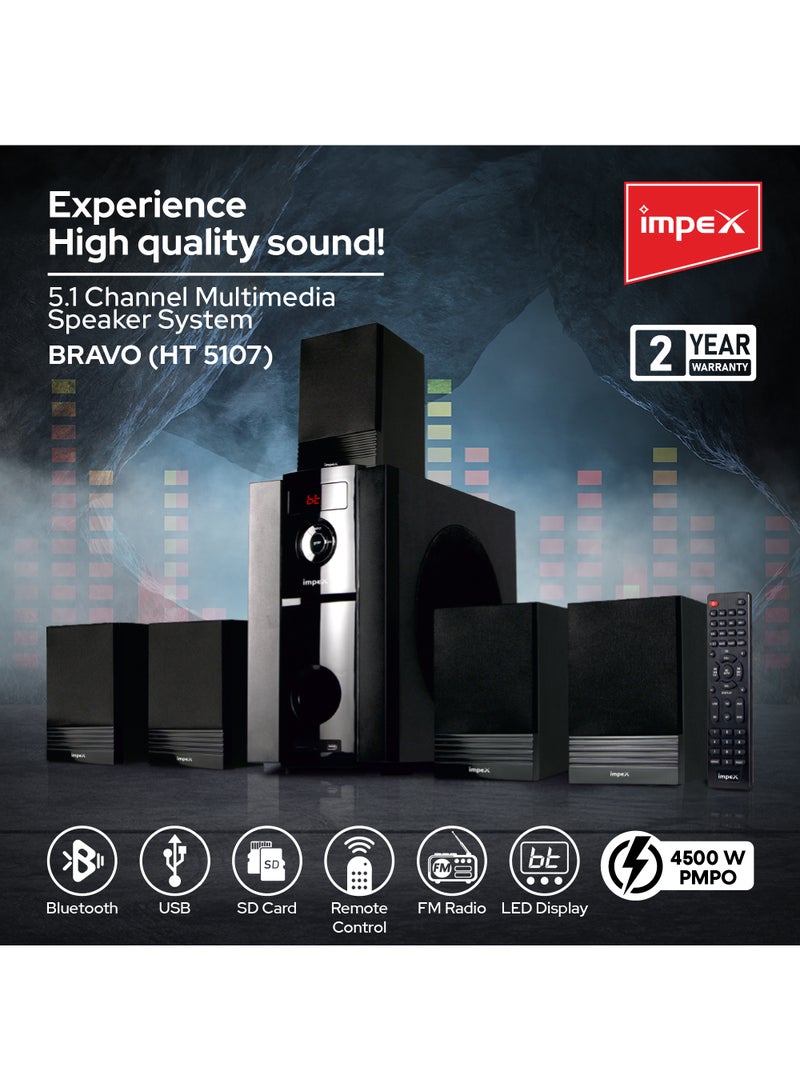 Impex 5.1Ch Multimedia Speaker System HT 5107 Black - Image 2