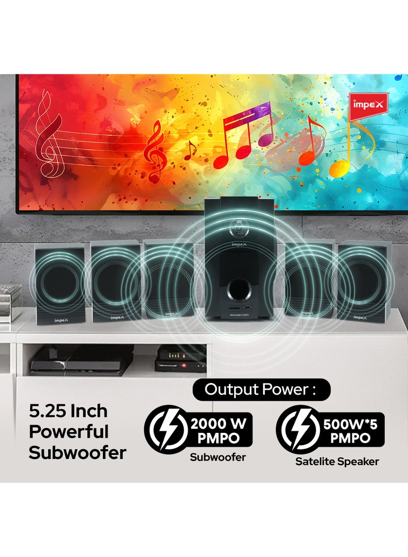 Impex 5.1Ch Multimedia Speaker System HT 5107 Black - Image 3