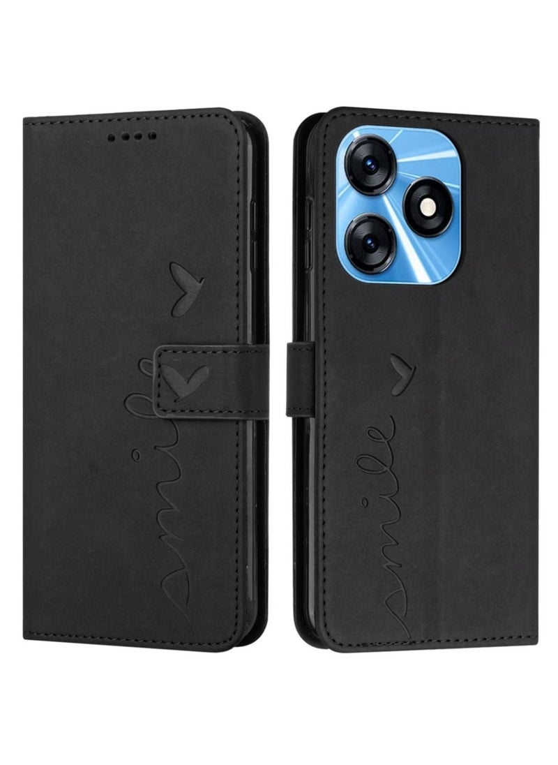 TECNO Spark 10C Case, Premium Leather TECNO Spark 10C Cover with Card Holder Kickstand Magnetic Closure Flip Folio Case Cover for TECNO Spark 10C,Black