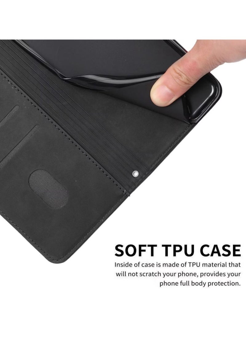 TECNO Spark 10C Case, Premium Leather TECNO Spark 10C Cover with Card Holder Kickstand Magnetic Closure Flip Folio Case Cover for TECNO Spark 10C,Black