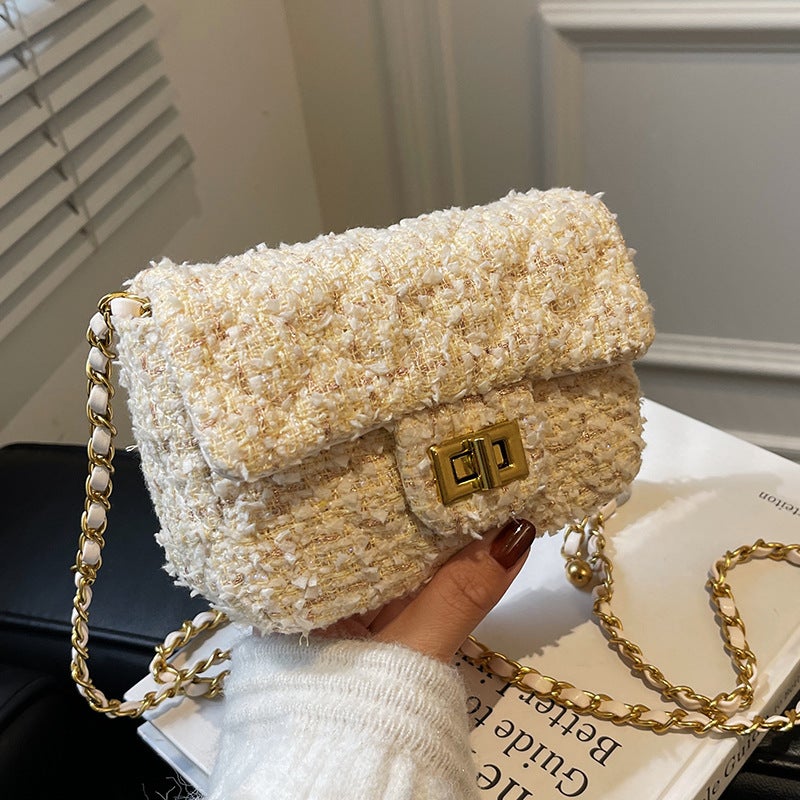 Woolen Bag Women'S Niche Design Chain Shoulder Crossbody Bag High-End Western Style Small Square Bag - Image 5