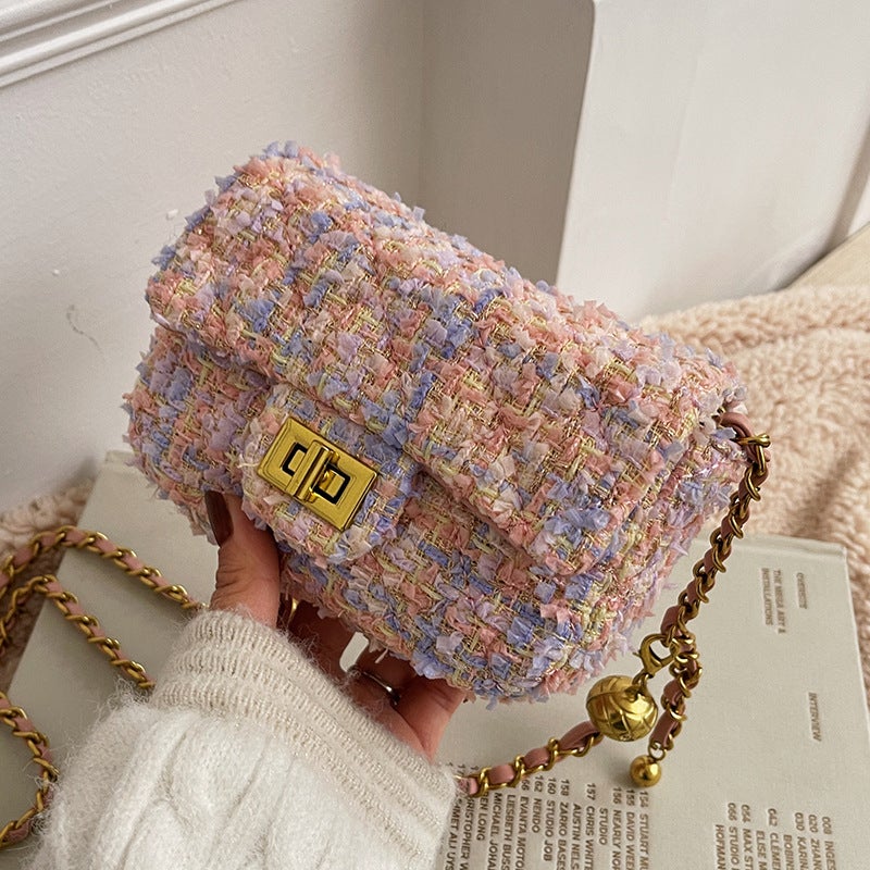 Woolen Bag Women'S Niche Design Chain Shoulder Crossbody Bag High-End Western Style Small Square Bag - Image 4