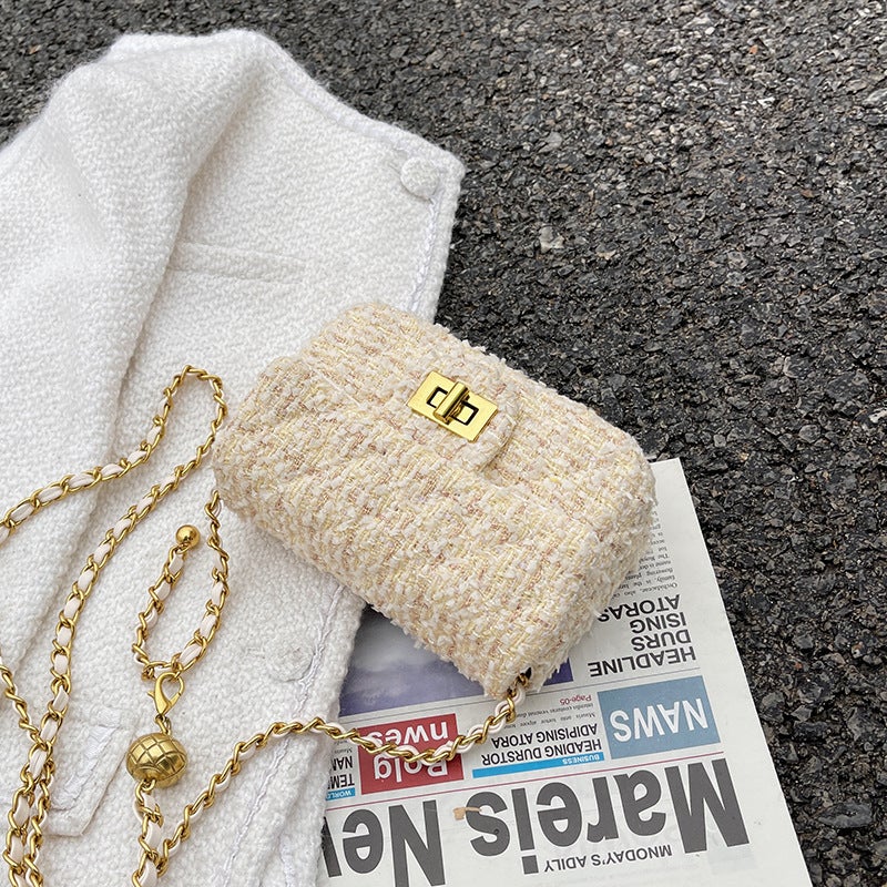 Woolen Bag Women'S Niche Design Chain Shoulder Crossbody Bag High-End Western Style Small Square Bag - Image 3