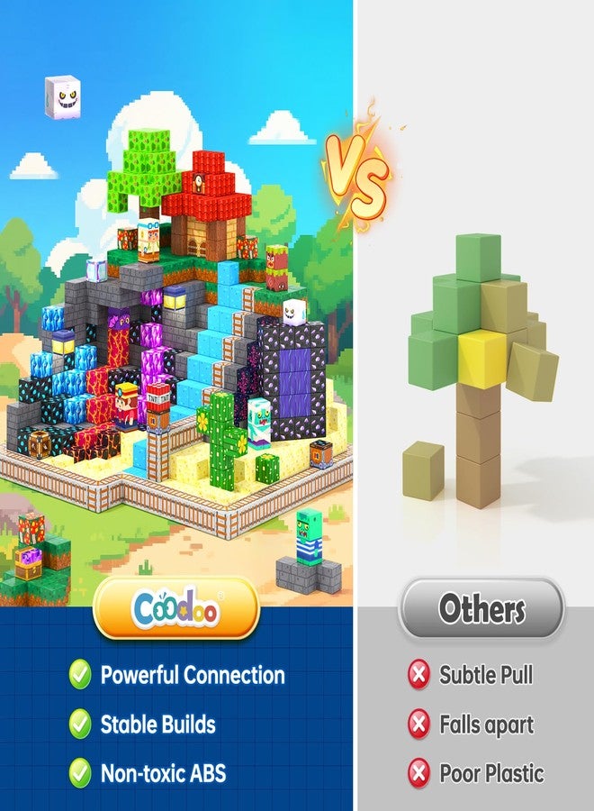 Coodoo 200 PCS Magnetic Blocks (0.8in) - Magnetic Building Blocks Magnet Toy Outdoor Sensory Toddler Toys for Ages 5-7 8-13 3 4 5 6 7 8, Idea Gifts for Boys and Girls Age 3+ Years Old Kids Toys Games - Image 4