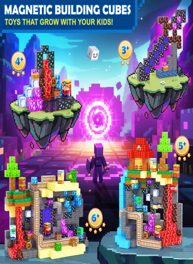 Coodoo 200 PCS Magnetic Blocks (0.8in) - Magnetic Building Blocks Magnet Toy Outdoor Sensory Toddler Toys for Ages 5-7 8-13 3 4 5 6 7 8, Idea Gifts for Boys and Girls Age 3+ Years Old Kids Toys Games - Image 3