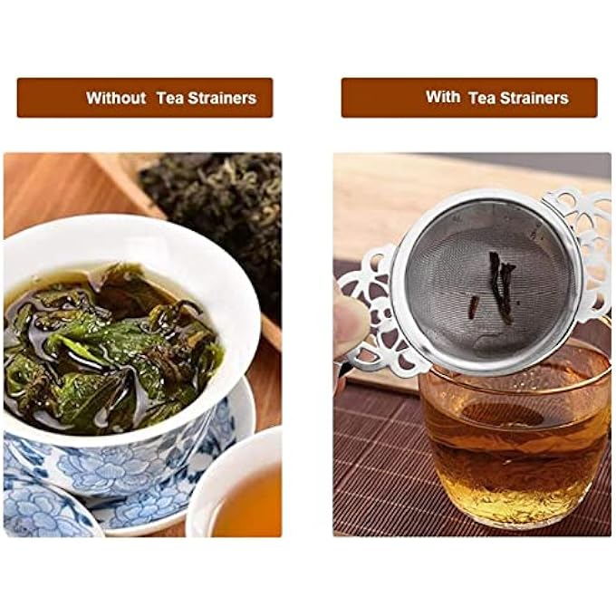 KASTWAVE Tea Strainer Bowl 2 Pack Stainless Steel Tea Strainers For Loose Tea Fine Mesh Fit 254 Inch Cup Mouth Silver  Gold - Image 4