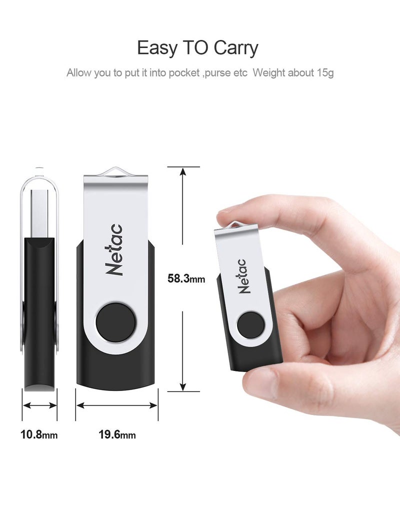 Netac Netac 64G USB 2.0 Flash Drive, Swivel Design Memory Sticks, Pen Drive, Usb Sticks for Data Storage, Zip Drive and jump Drive with LED Light  - Image 2