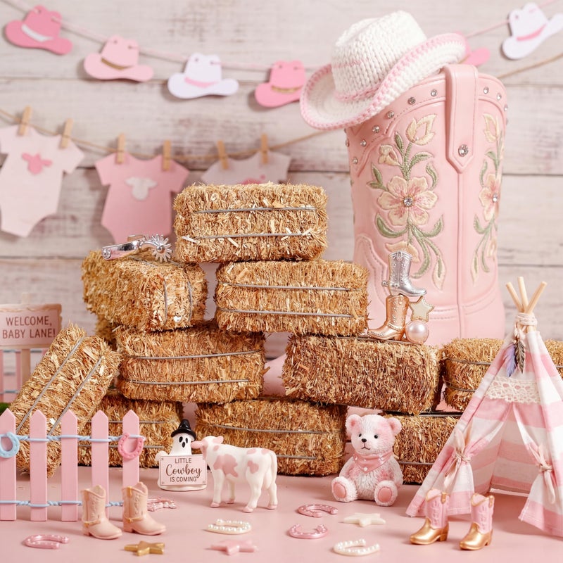 Maasechs 6 Pcs Mini Hay Bales Miniature Hay Bales for Decoration Small Decorative Straw for Easter Scene Rustic Wedding Western Cowboy Themed Birthday Party Decorations (2.6 x 1.2 x 1.2 Inch) - Image 5