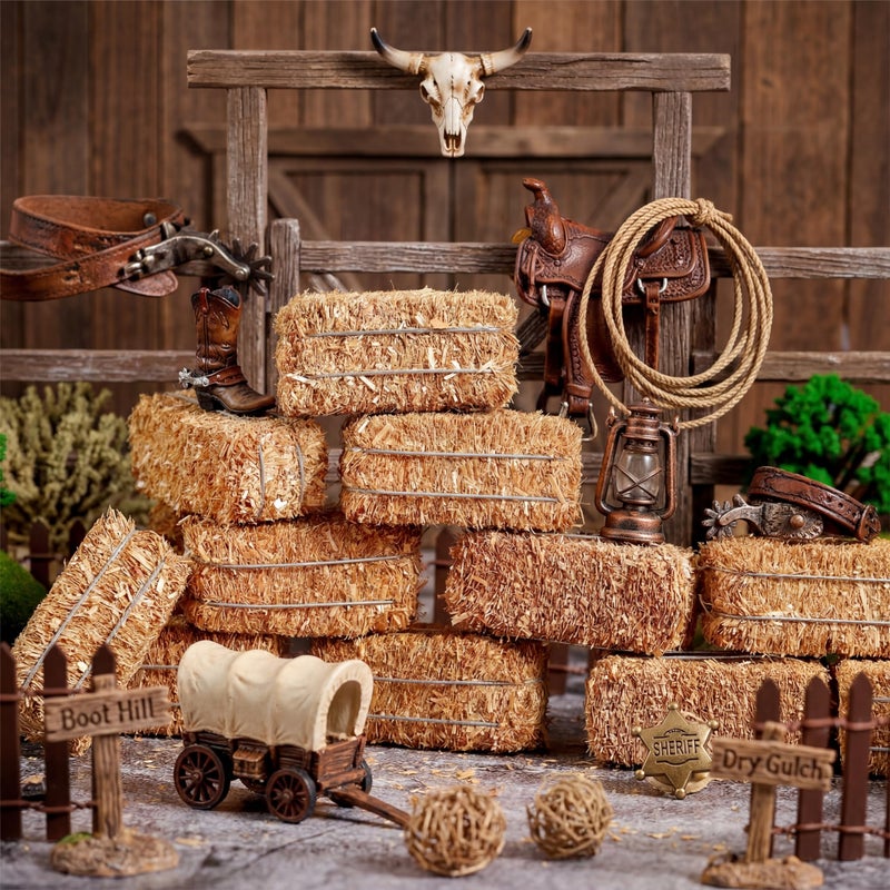 Maasechs 6 Pcs Mini Hay Bales Miniature Hay Bales for Decoration Small Decorative Straw for Easter Scene Rustic Wedding Western Cowboy Themed Birthday Party Decorations (2.6 x 1.2 x 1.2 Inch) - Image 3