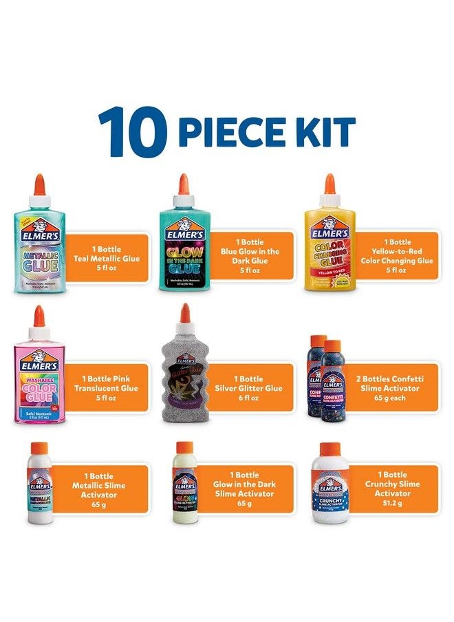 Elmer’S Celebration Slime Kit Slime Supplies Include Assorted Magical Liquid Slime Activators And Assorted Liquid Glues 10 Count