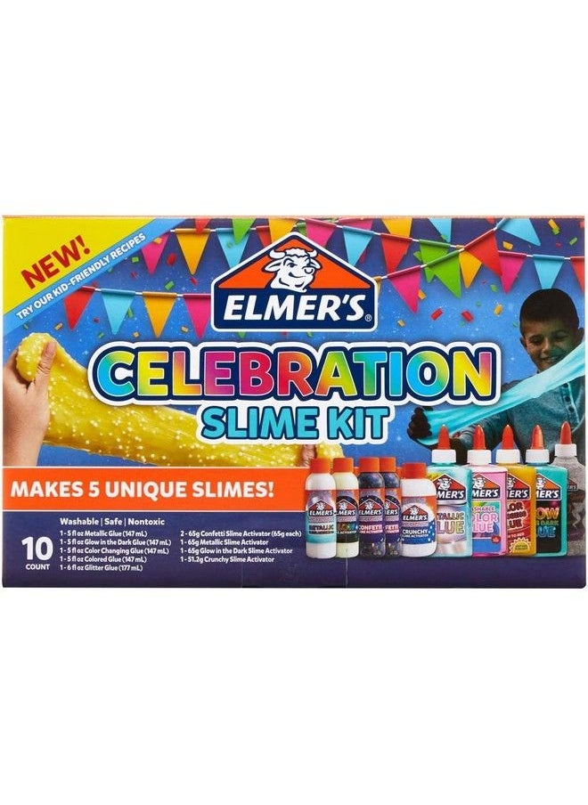Elmer’S Celebration Slime Kit Slime Supplies Include Assorted Magical Liquid Slime Activators And Assorted Liquid Glues 10 Count