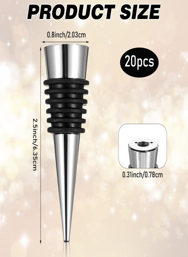 AojSup 20 Pcs Wine Bottle Stopper Set Kit, Metal Cork Bottle Stoppers, Resin Wine Bottle Stoppers Molds Set Accessories, Wine Stopper for Silicone Molds Epoxy Resin, Silver - Image 2