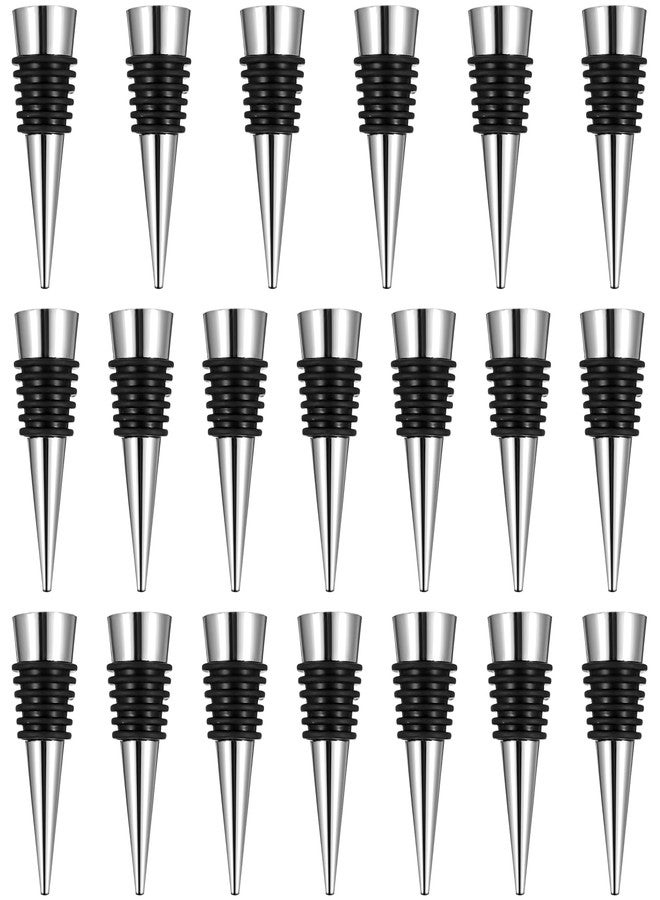 AojSup 20 Pcs Wine Bottle Stopper Set Kit, Metal Cork Bottle Stoppers, Resin Wine Bottle Stoppers Molds Set Accessories, Wine Stopper for Silicone Molds Epoxy Resin, Silver - Image 1