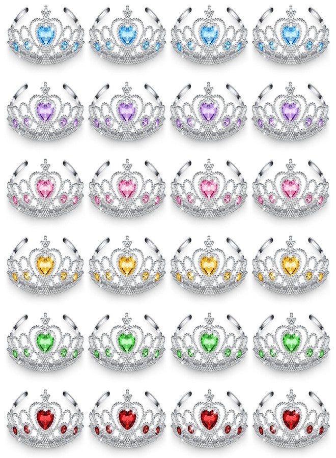 Zhanmai 24 Pcs Tiara Crown Set Princess Crown for Girls Plastic Tiaras Dress up Costume Party Favor Accessories Kid Birthday (Blue, Purple, Pink, Rose Red, Yellow, Green) - Image 1