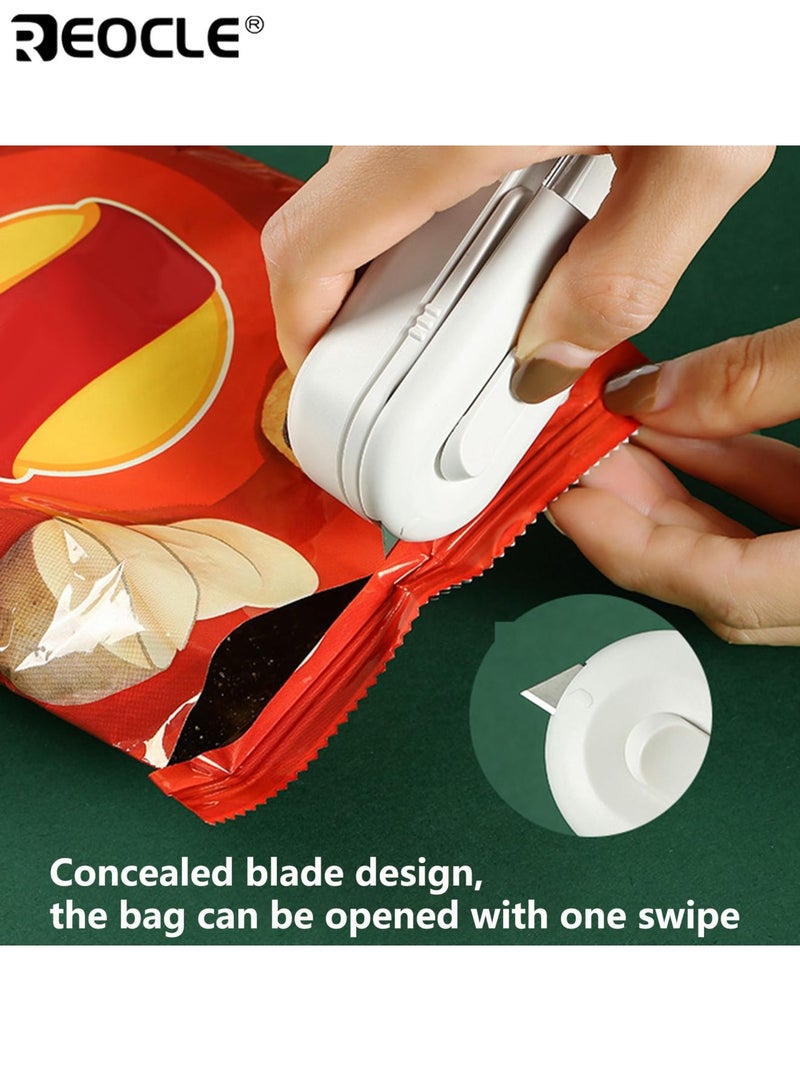 REOCLE Portable 2-in-1 Heat Vacuum Sealer and Cutter Semi-Automatic Battery Powered Machine for Snacks Cookies Chips Kitchen Storage Assistant - Image 4