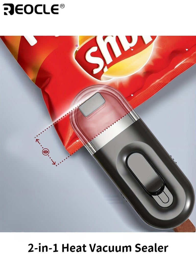 REOCLE Portable 2-in-1 Heat Vacuum Sealer and Cutter Semi-Automatic Battery Powered Machine for Snacks Cookies Chips Kitchen Storage Assistant - Image 1