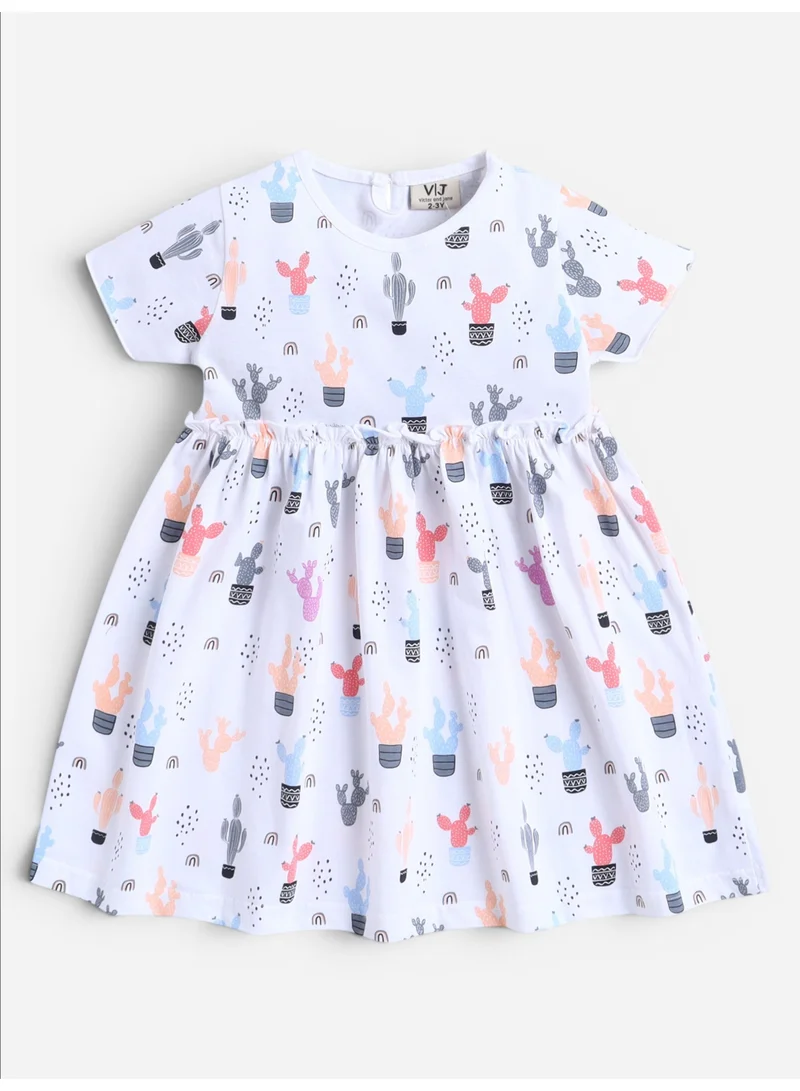 Victor And Jane Pack Of 2 Girls Floral Print Cotton Dress – Short Sleeve Summer Daywear for Women | Best Price UAE