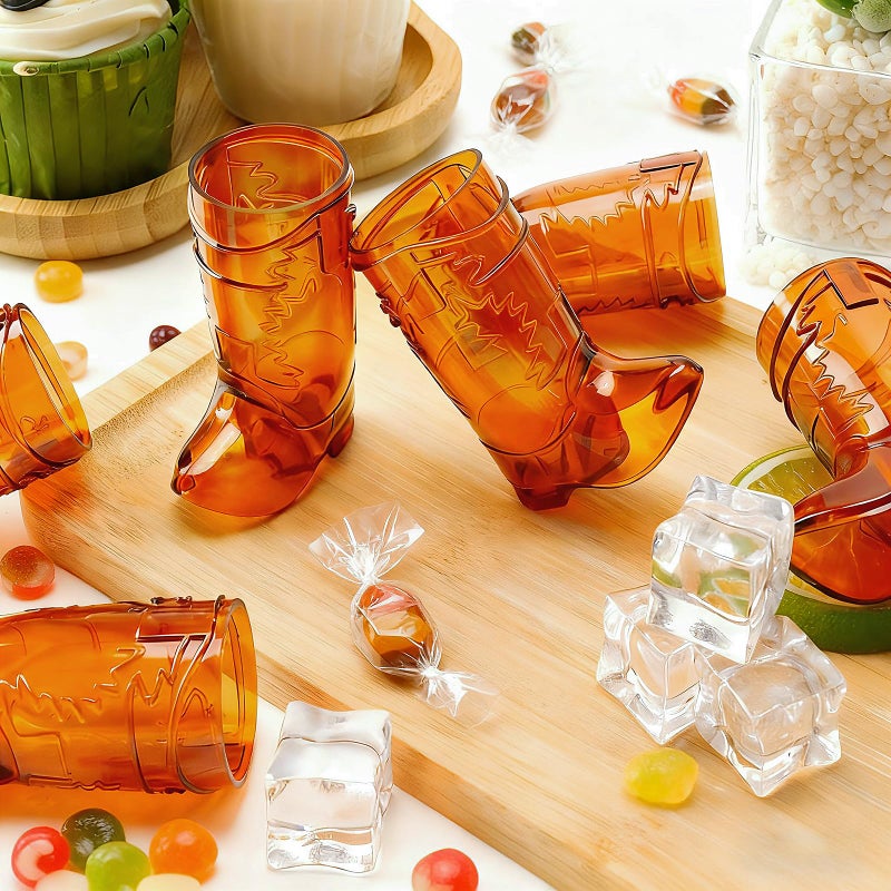 SAIAOKJ Cowboy Boot Shot Glasses, 12 Pcs 1 Oz Mini Plastic Boot Shot Glass, Reusable Plastic Cups for Cowboy Cowgirl Western Theme Party Supplies Bachelorette Birthday Party Favors (Brown) - Image 2
