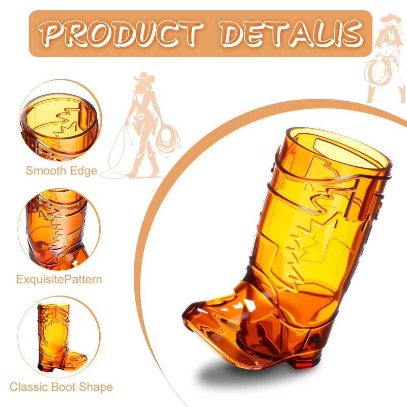 SAIAOKJ Cowboy Boot Shot Glasses, 12 Pcs 1 Oz Mini Plastic Boot Shot Glass, Reusable Plastic Cups for Cowboy Cowgirl Western Theme Party Supplies Bachelorette Birthday Party Favors (Brown) - Image 4