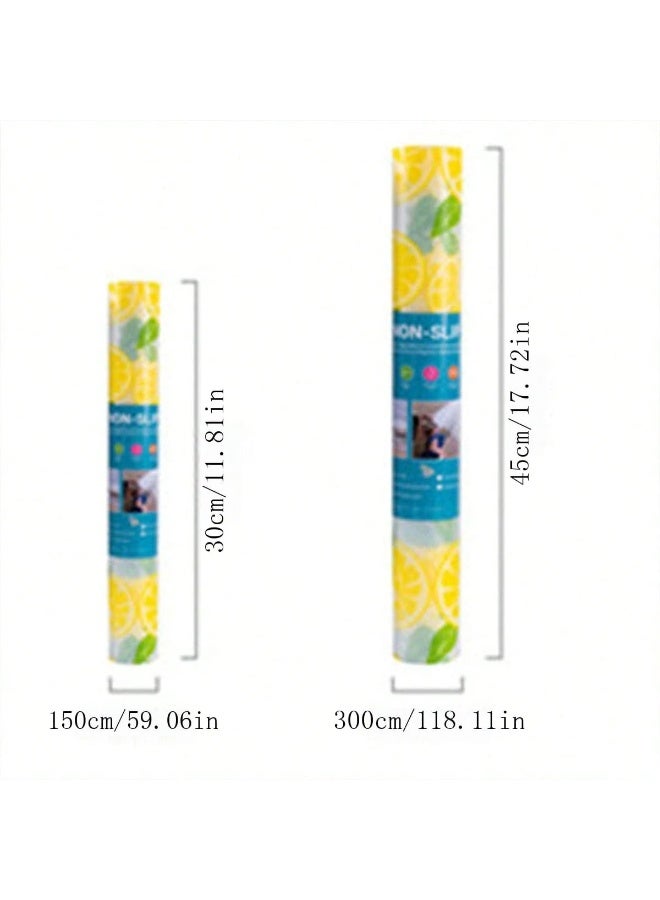 Fasola 1 Roll 30x300cm Cabinet Liner, Waterproof Drawer Mat, Non-Adhesive EVA Shelf Liner, Anti-Slip Kitchen Mat, Protective Refrigerator Mat for Pantry Shelves and Cupboards, Washable Home Organizer (Fresh Lemon Print - Yellow & Green) - Image 2