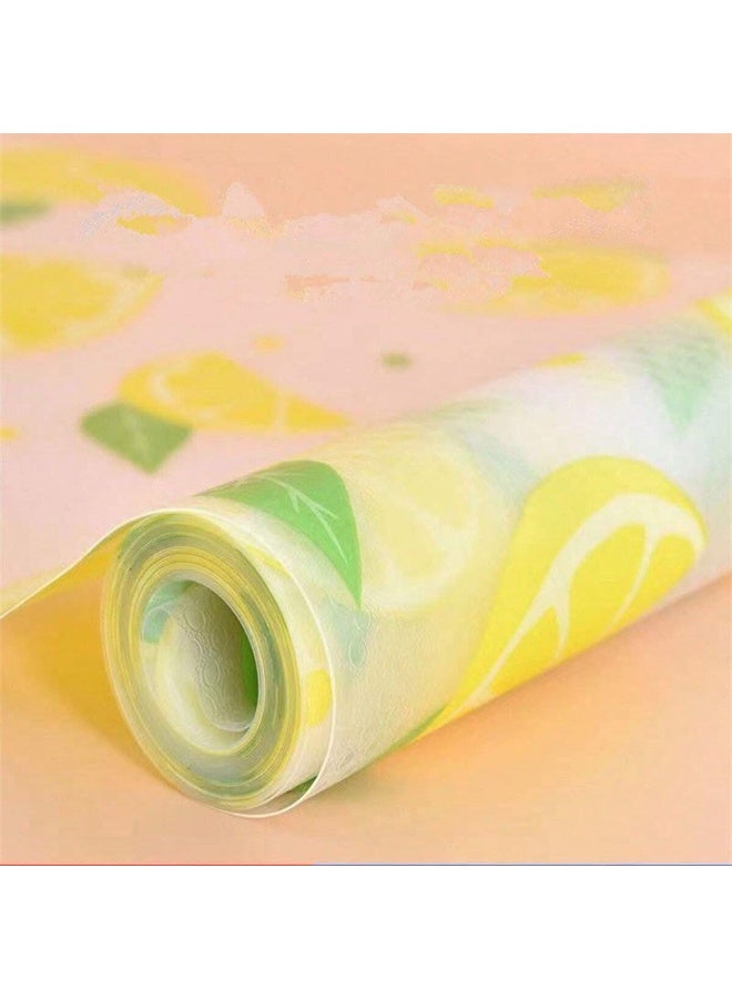 Fasola 1 Roll 30x300cm Cabinet Liner, Waterproof Drawer Mat, Non-Adhesive EVA Shelf Liner, Anti-Slip Kitchen Mat, Protective Refrigerator Mat for Pantry Shelves and Cupboards, Washable Home Organizer (Fresh Lemon Print - Yellow & Green) - Image 4