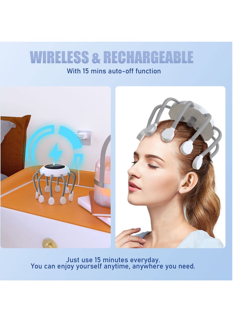 Generic Electric Head Massager Intelligent Wireless 5 Modes 14 Vibration Contacts 360 Degree Vibrating Scalp Massager for Stress Relax and Tension  - Image 5