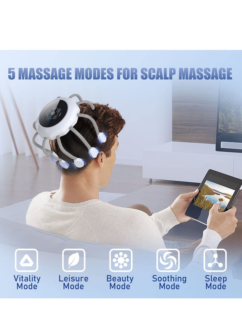Generic Electric Head Massager Intelligent Wireless 5 Modes 14 Vibration Contacts 360 Degree Vibrating Scalp Massager for Stress Relax and Tension  - Image 4