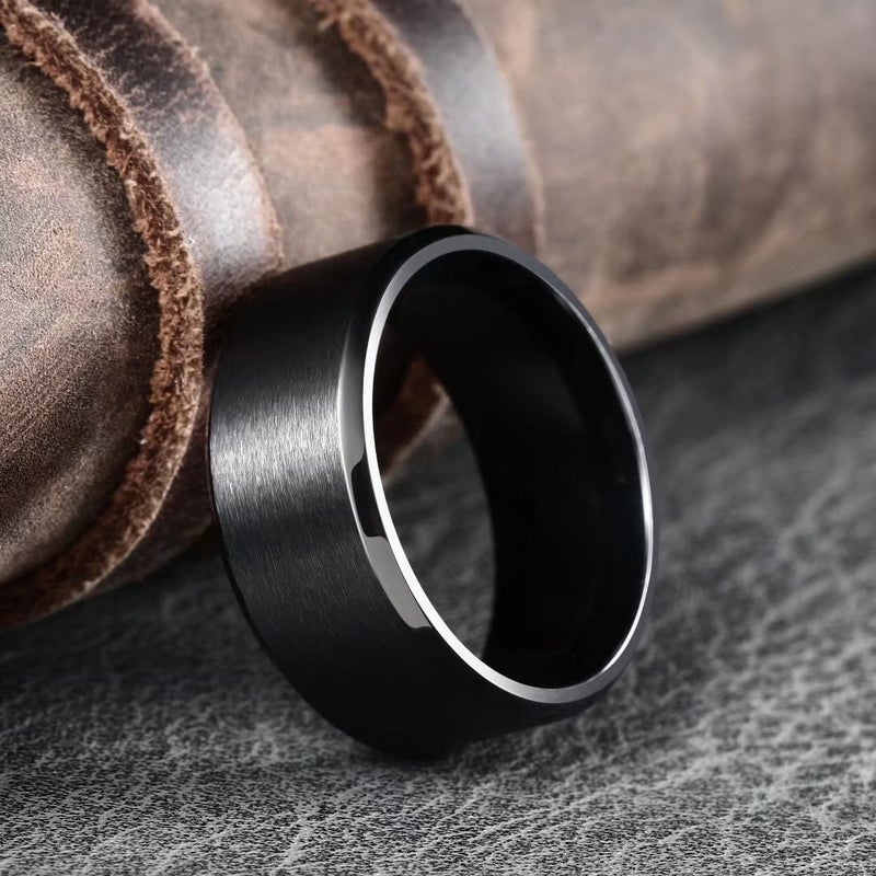 King Will Black Titanium Wedding Ring for Men Women-10mm Width Wedding Band Brushed Center Engagement Ring Beveled Edge Design Comfort Fit Size (13) - Image 3