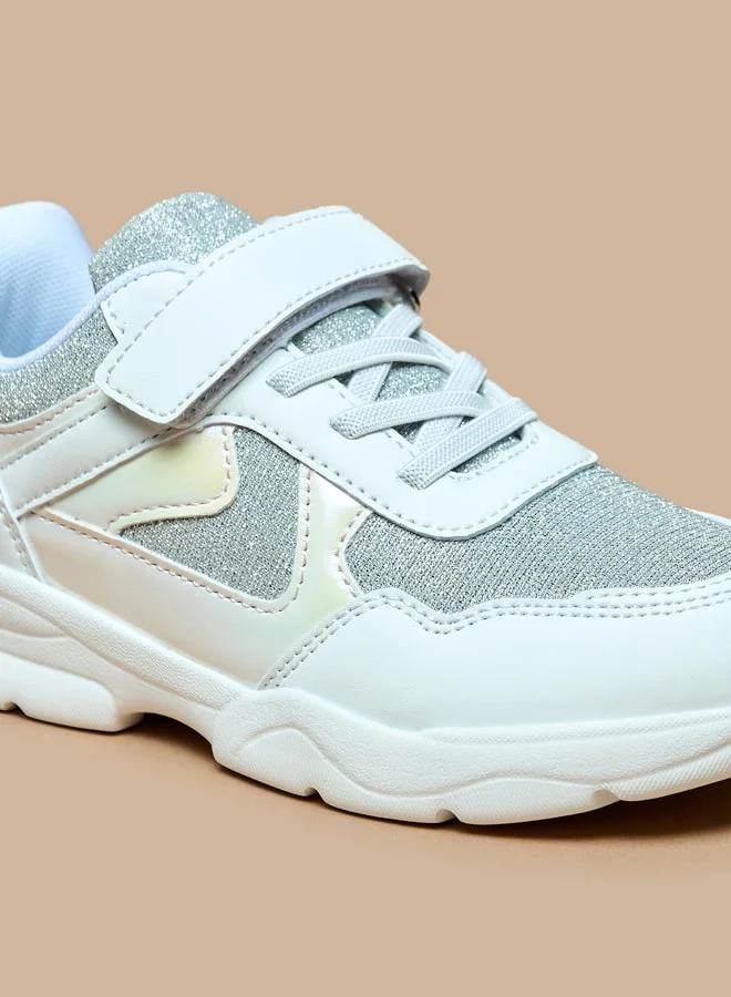 Flora Bella By Shoexpress Girls Textured Sneakers with Hook and Loop Closure