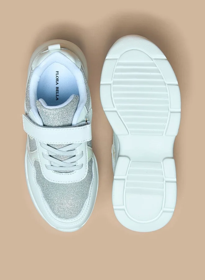 Flora Bella By Shoexpress Girls Textured Sneakers with Hook and Loop Closure
