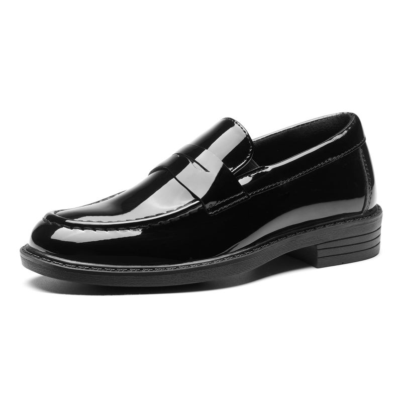 GINNI Boys Dress Shoes Slip-On Loafers Comfortable Lightweight Wedding Church Shoes for Toddler/Little Kid/Big Kid Bright Black - Image 1