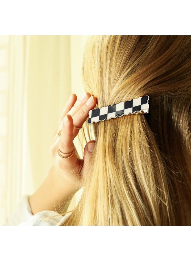 Cindeer - 9 Pcs Checkered Claw Clips Black And White Hair Clips Tortoise Barrettes Claw Nonslip Grip Hair Barrettes For Women Lattice Design Jaw Clip Teeth Clamp Styling Aesthetic Accessories For Women Girls - Image 1