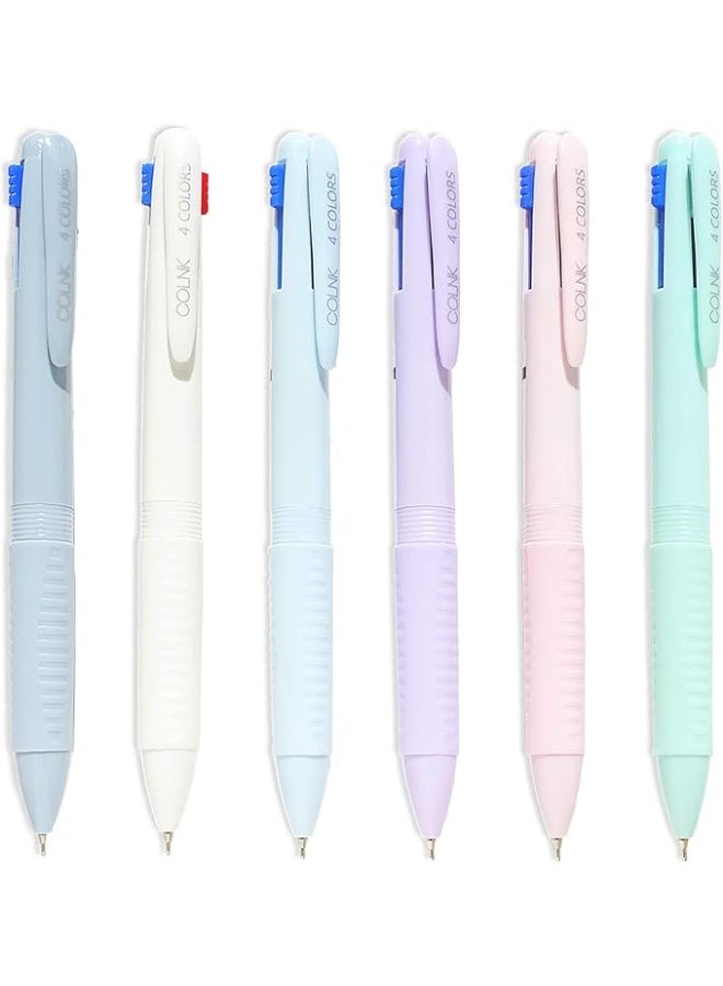 COLNK Multicolor Ballpoint Pen 0.5 4 in 1 Colored Pens Fine Point Ballpoint Gift Pens for Planner Journaling Assorted Ink 6 Count - Image 1