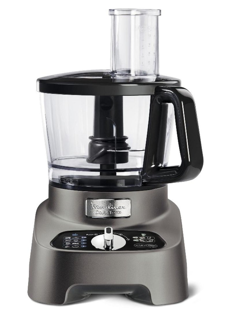 MOULINEX 3 Litre Double Force Food Processor, 1000 Watts, Silver, Plastic, Fp825E27, min 2 yrs warranty 3 L 1000 W FP825E27 Silver - Image 1