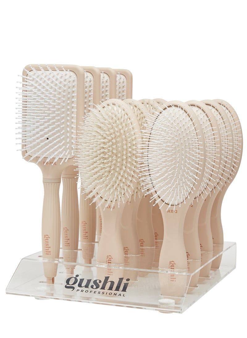 gushli Heat X-treme HX3 Paddle Brush Style and Shine features a combination of natural and nylon bristles to detangle hair while enhancing shine - Image 4