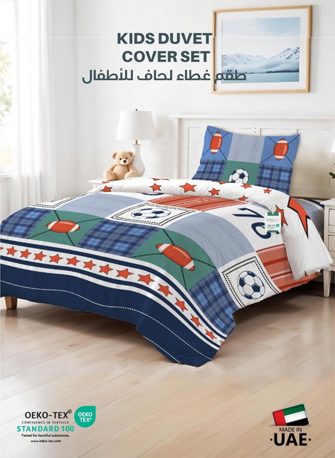 Cotton home طقم غطاء لحاف أطفال من القطن 3 قطع - 135x220 تصميم الأبطال 100% قطن فاخر - Image 1