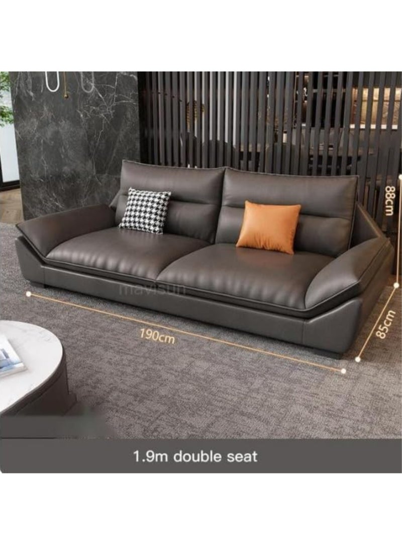 KARNAK Gazini Overstuffed Multifunction Wooden frame furniture sofa living room set PU leather (2-seater sofa 190cm, Brown)  - Image 1