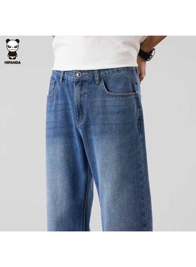 Hipanda Men's Jeans, Autumn Loose Straight-leg Trendy High Street Casual Pants, Dark Blue 2XL - Image 1