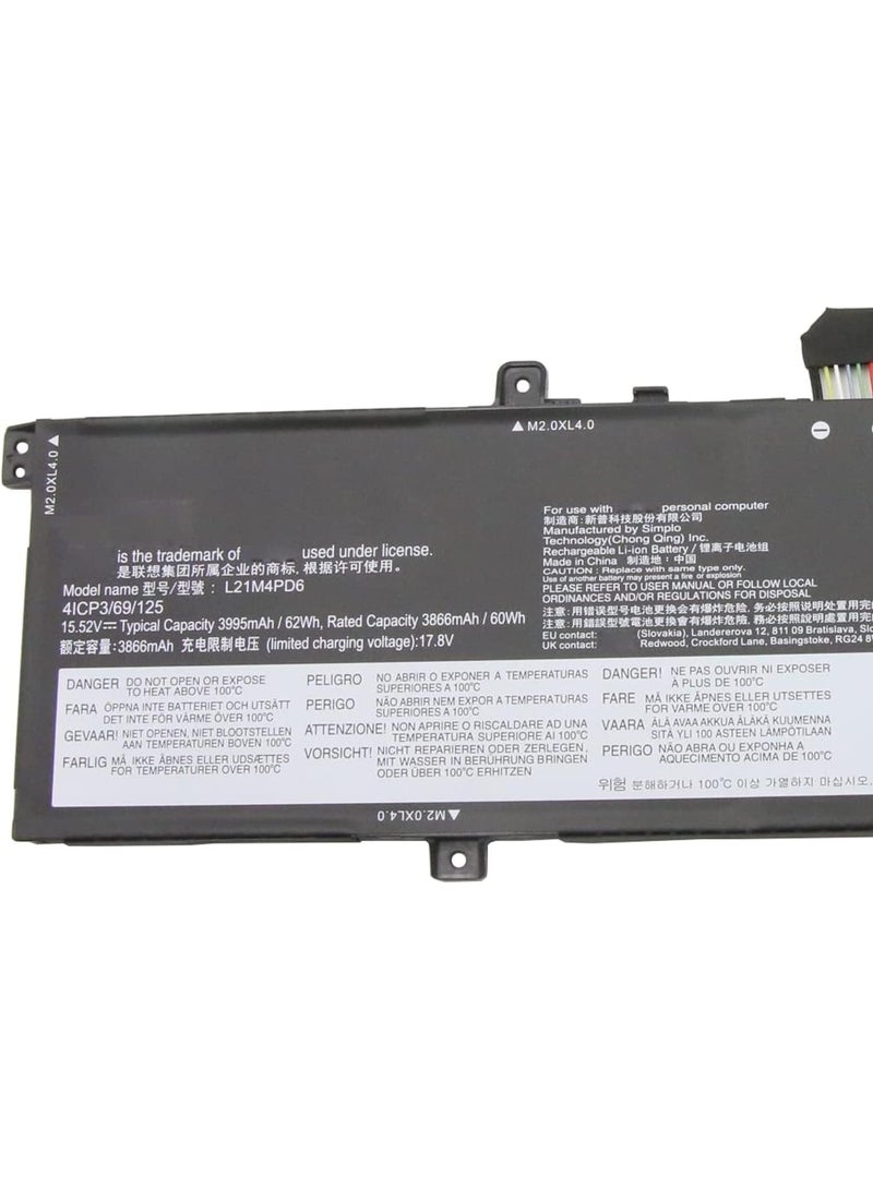 Terabyte بطارية 15.52 فولت 62 واط ساعي 3995 مللي أمبير 4 خلايا L21M4PD6 متوافقة مع سلسلة Lenovo ThinkBook 14 G4+ IAP 21CX - Image 2