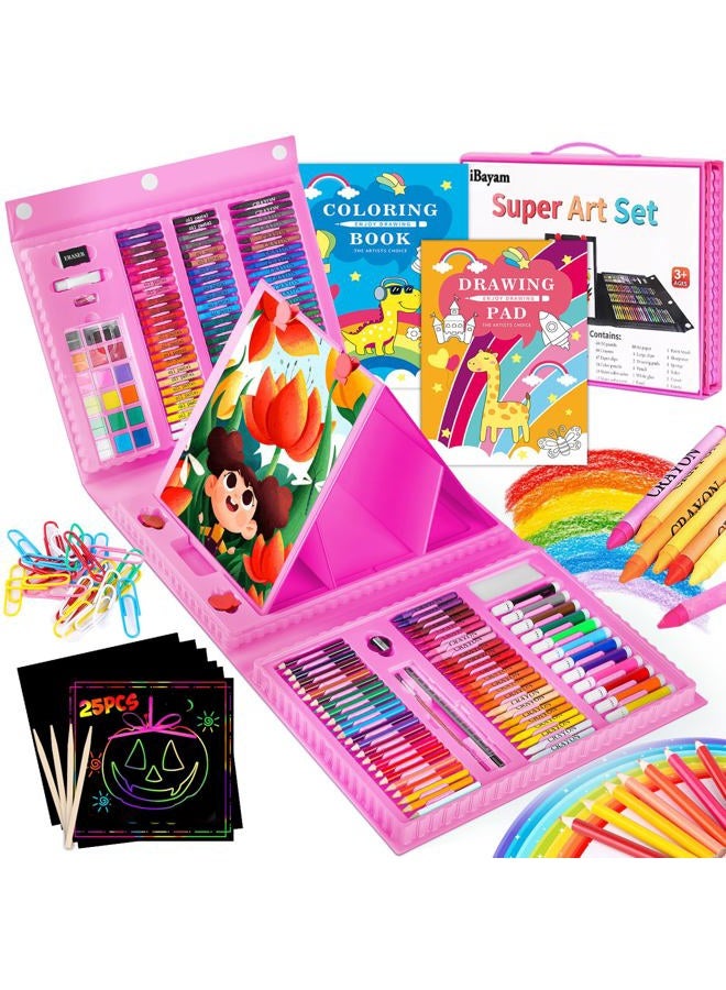 iBayam 251-Pack Art Supplies, Drawing Arts Kits for Kids Teens Adult - Travel Art Set Case with Double Sided Trifold Easel, Drawing Pad, Coloring Book, Scratch Paper, Gifts Idea for Girls Boys Artist - Image 1