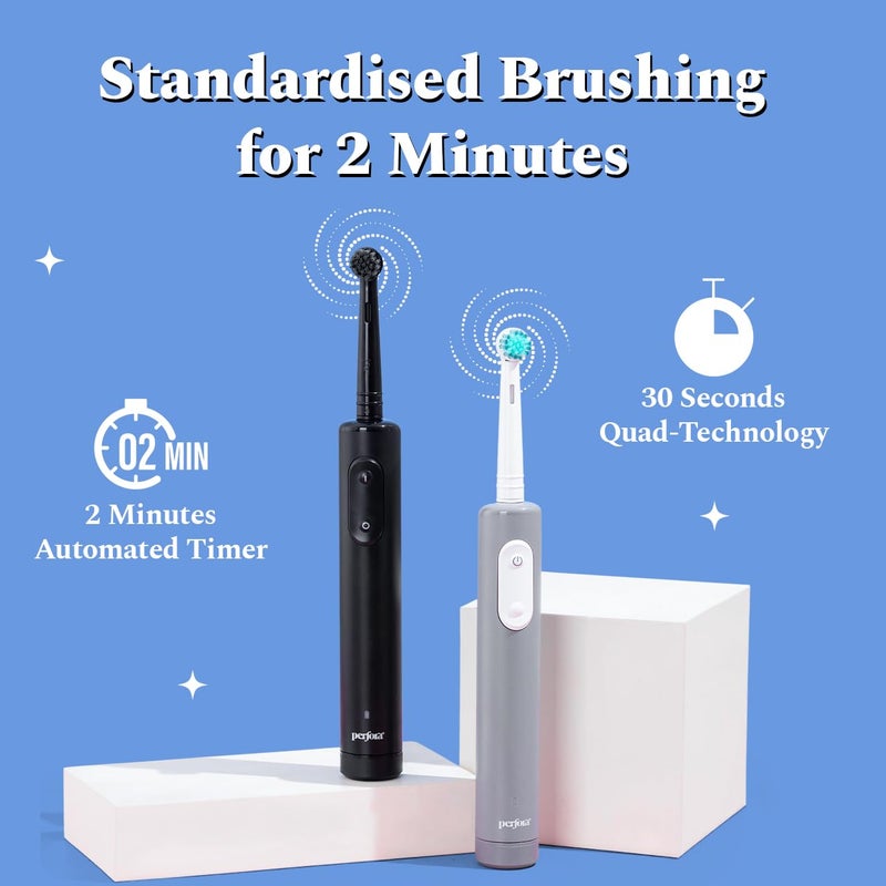 Perfora PRO Oscillating Electric Toothbrush & Brush Head Combo | 2 Years Warranty | Rechargeable Electric Toothbrush For Men, Women & Kids, Tooth brush Set, 8800 RPM, 2 Mode, 2 min Auto Timer (Limitless Black) - Image 5