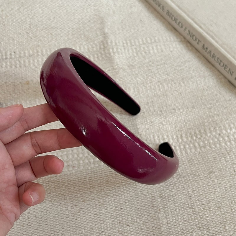 Elegant Plum Headband Thick Patent Finish 4278-1-Purple headband 3CM