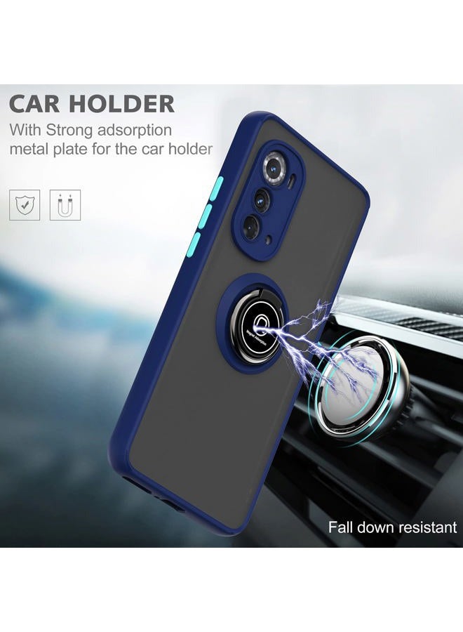 TJ's Compatible for Motorola Moto Edge 2022 Case, Edge 5G UW 2022 Case, with [Tempered Glass Screen Protector] Defender Metal Ring Kickstand Magnetic Support Drop Protective Phone Case (Light Blue) - Image 3
